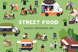 People at open-air street food fest, a Food Illustration by Good Studio