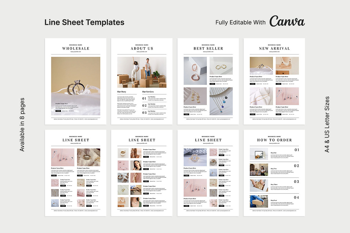 Wholesale Line Sheet Canva Templates, a Flyer Template by Meenom Templates (Photo 1 of 8)