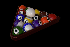 Pool Balls And Triangle Rack