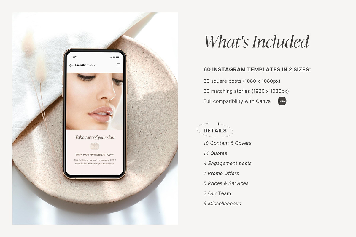 Esthetician Instagram templates, a Social Media Template by LiliesandBerries (Photo 4 of 23)
