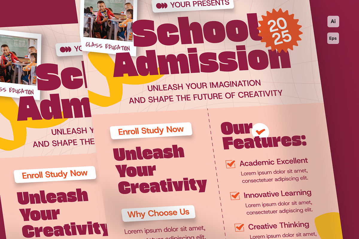 Rust Creative School Admission Flyer, a Flyer Template by MMPixelCraft (Photo 4 of 4)