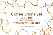 Coffee stains clipart and brush set, a Brush Add-On by mcherevan (Thumbnail 1 of 3)