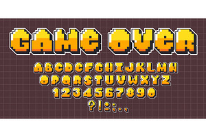 Retro pixel font set isolated on, an Object Illustration by art PVP - market