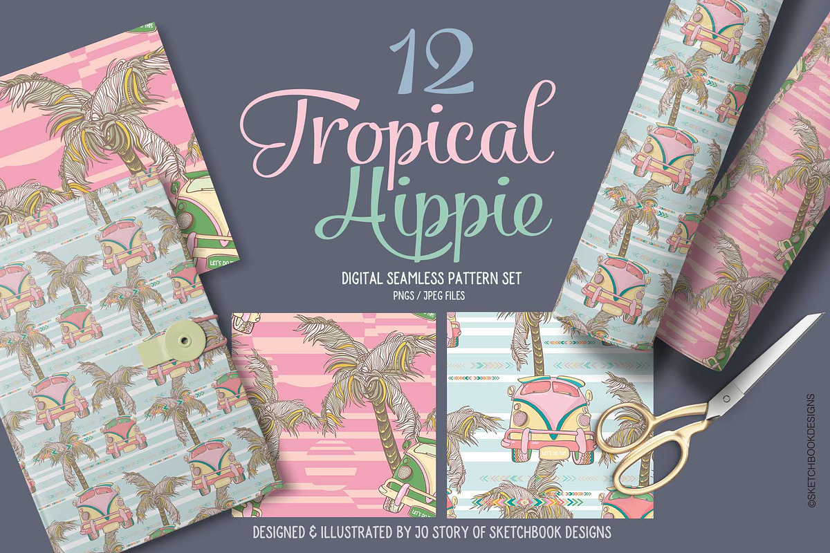 Tropical Hippie Seamless Pattern Set, a Pattern Graphic by Sketchbook Designs (Photo 4 of 7)