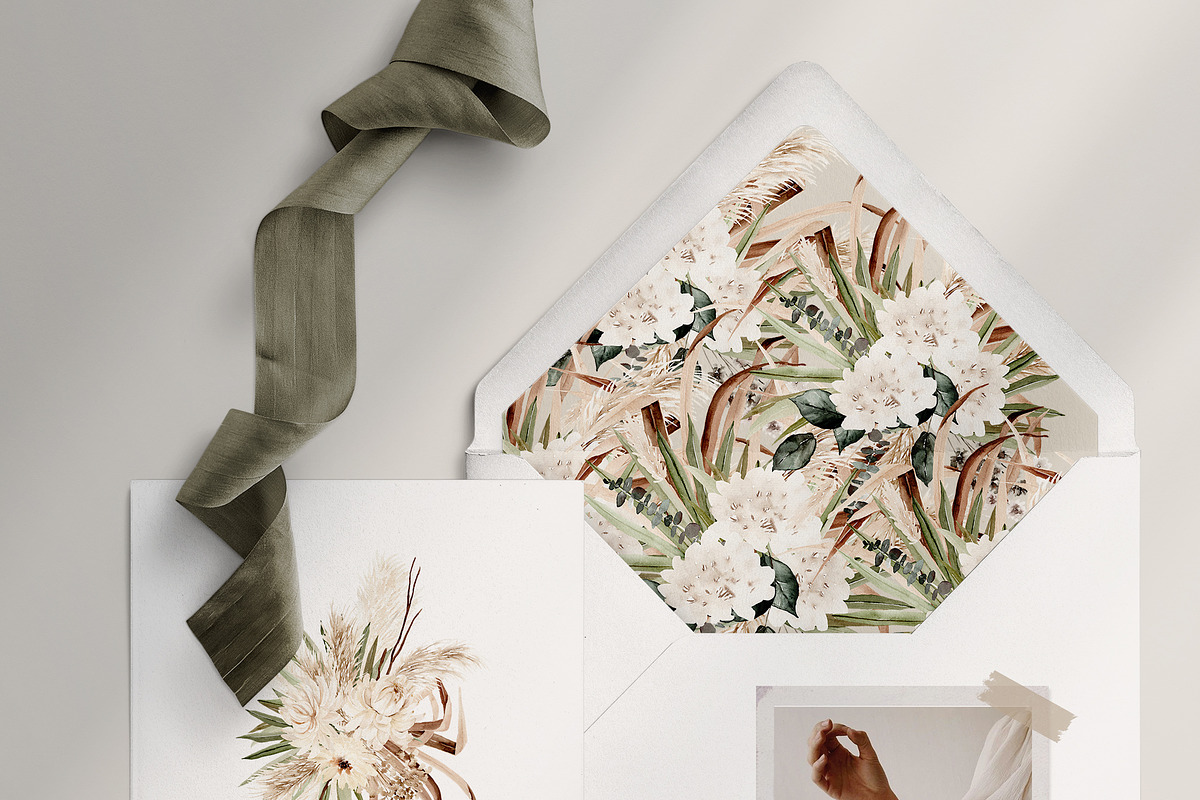 Watercolor flower - Boho leaves Set, an Illustration by Beigetime (Photo 5 of 9)