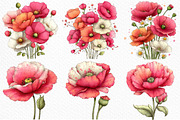 Whimsical Spring Poppy Flower Clipar, an Illustration by Craft Nest (Thumbnail 5 of 11)