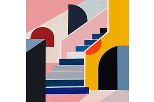 Abstract geometric staircase, an Illustration by Vectorstockersland