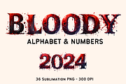 Bloody Alphabet and Numbers Bundle, a Seasonal Illustration by Bubble Pixel (Thumbnail 1 of 8)