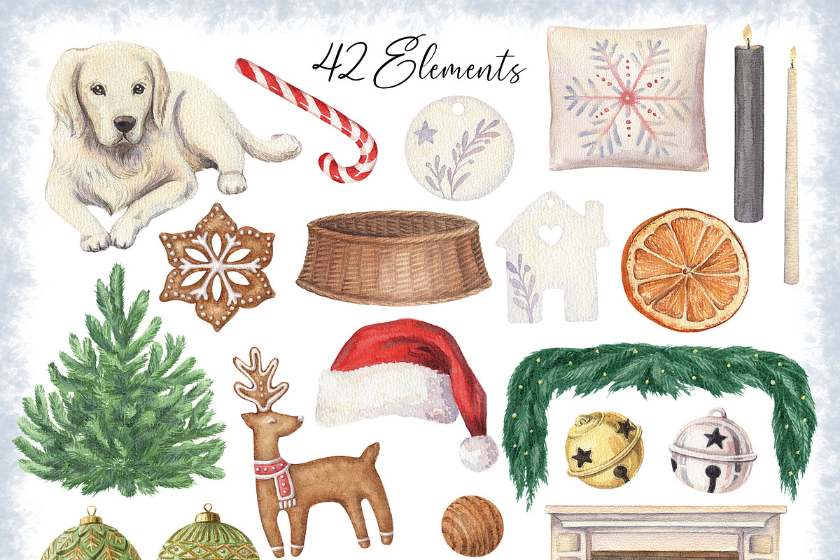 Cozy Christmas Watercolor Collection, a Seasonal Illustration by Nadya Saen Art (Photo 2 of 11)