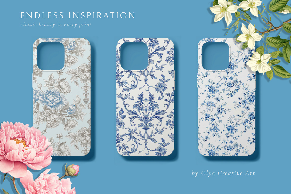 Floral Toile Print Design Patterns, a Pattern Graphic by Olya Creative (Photo 8 of 26)
