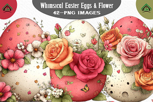 Whimsical Easter Eggs & Flower Png, an Illustration by Craft Nest