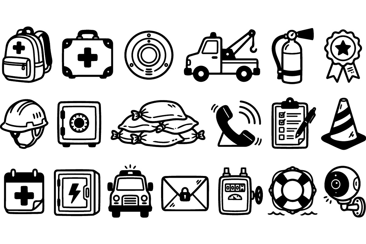 Emergency Safety Icon Set, an Illustration by designvectx (Photo 2 of 3)