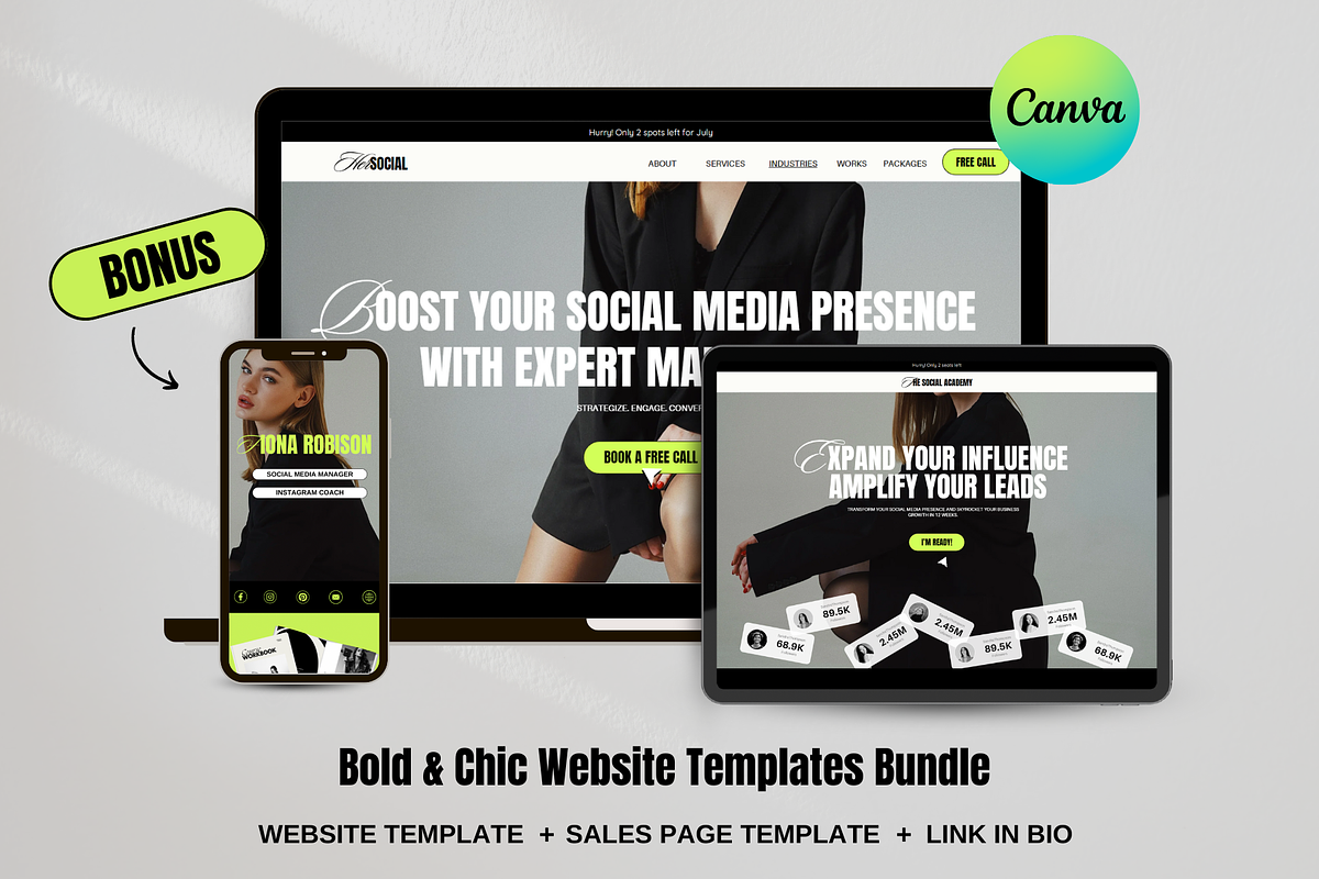 Bold Website Template Bundle Canva, a Websites & App Template by Row Creative (Photo 1 of 10)