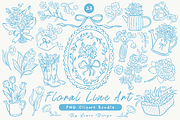Floral Line Art PNG Bundle, an Object Illustration by LemonDesign (Thumbnail 1 of 4)