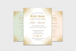 Gold glitter invitation templates