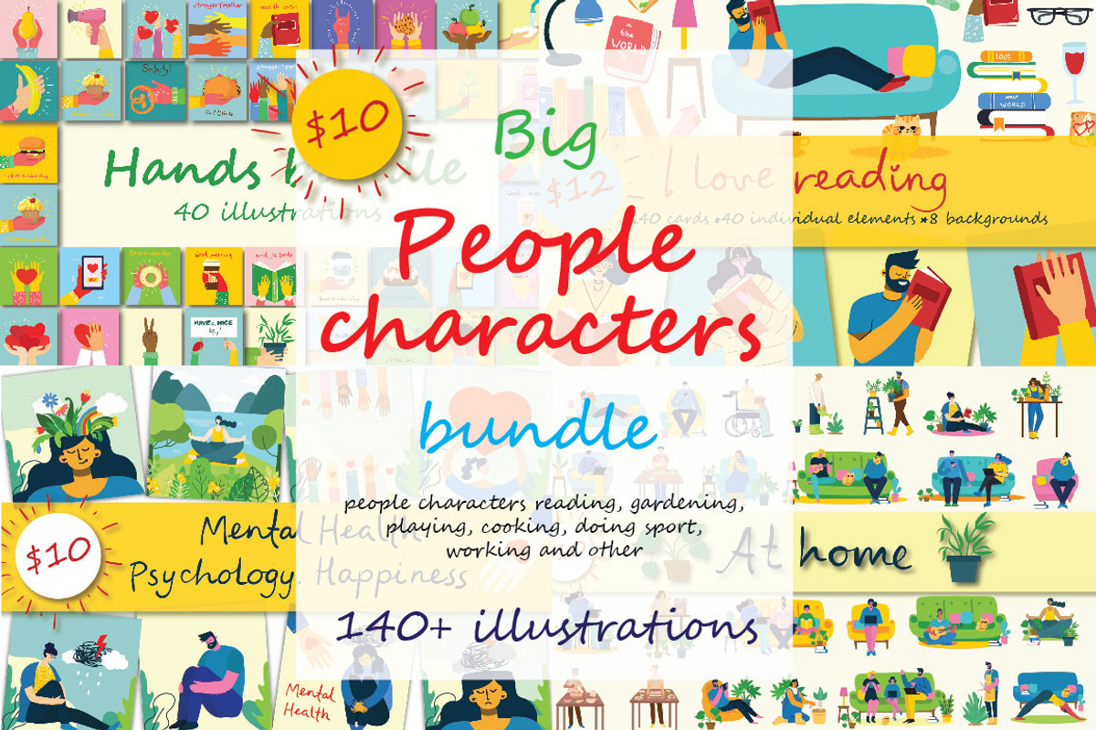 Big PEOPLE Characters bundle, a Healthcare Illustration by Virinaflora (Photo 1 of 11)