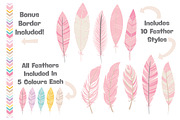Pink Feathers Clipart & Vectors, an Illustration by Amanda Ilkov (Thumbnail 2 of 4)