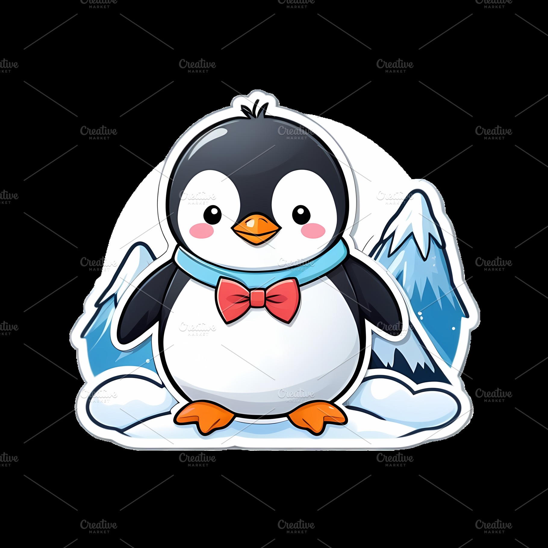 Cute Penguin with mountains clipart, an Animal Photo by Traffic Store