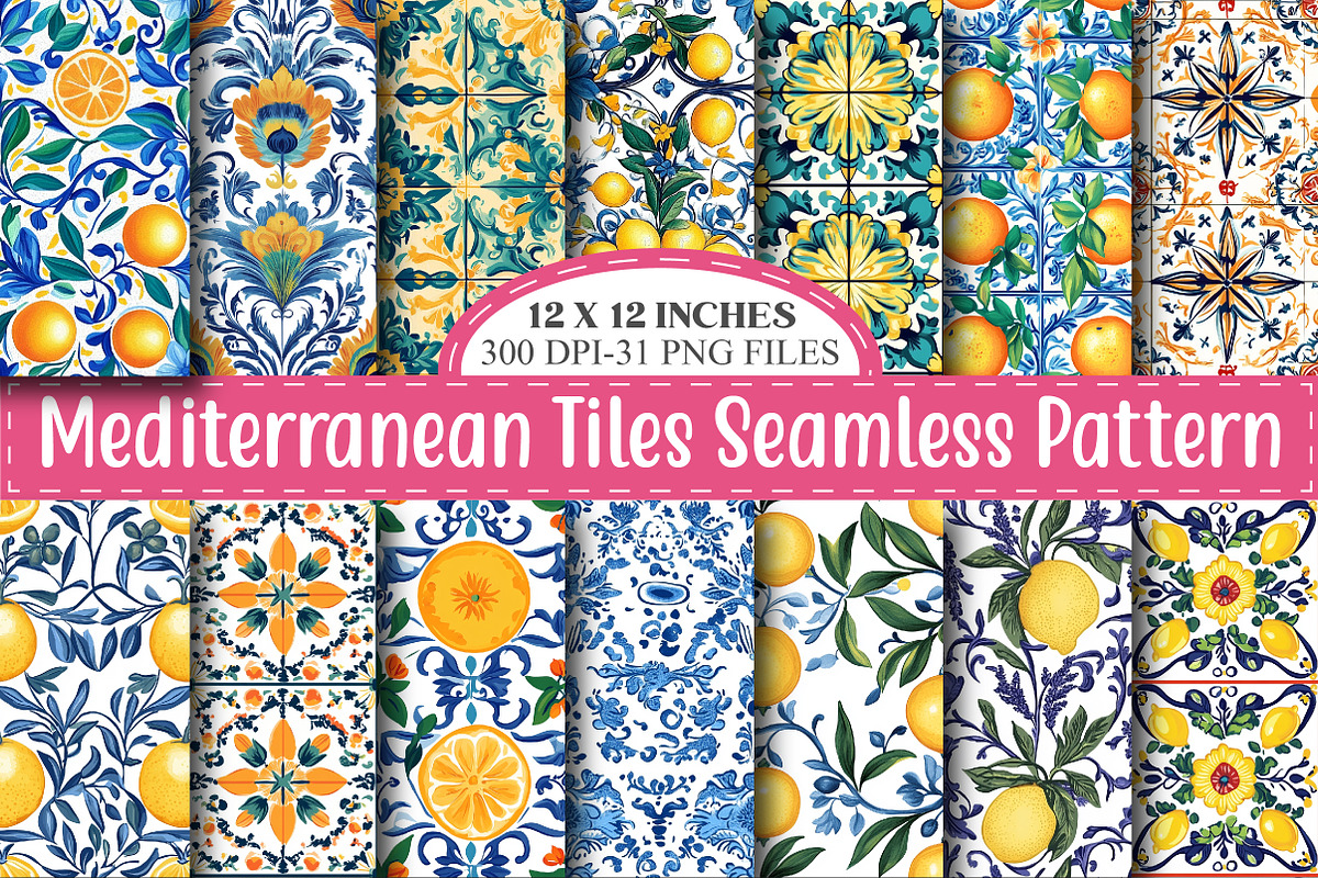 Mediterranean Tiles Italian Pattern, a Pattern Graphic by designcity5 (Photo 1 of 5)