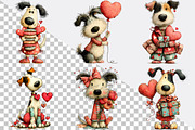 Whimsical Valentines Day Dogs Clipar, an Illustration by SVGArt (Thumbnail 2 of 8)