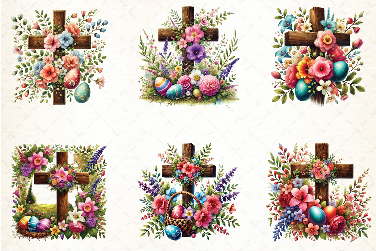 Watercolor Cross And Flowers Easter, an Illustration by DreamCafeArt (Photo 4 of 5)