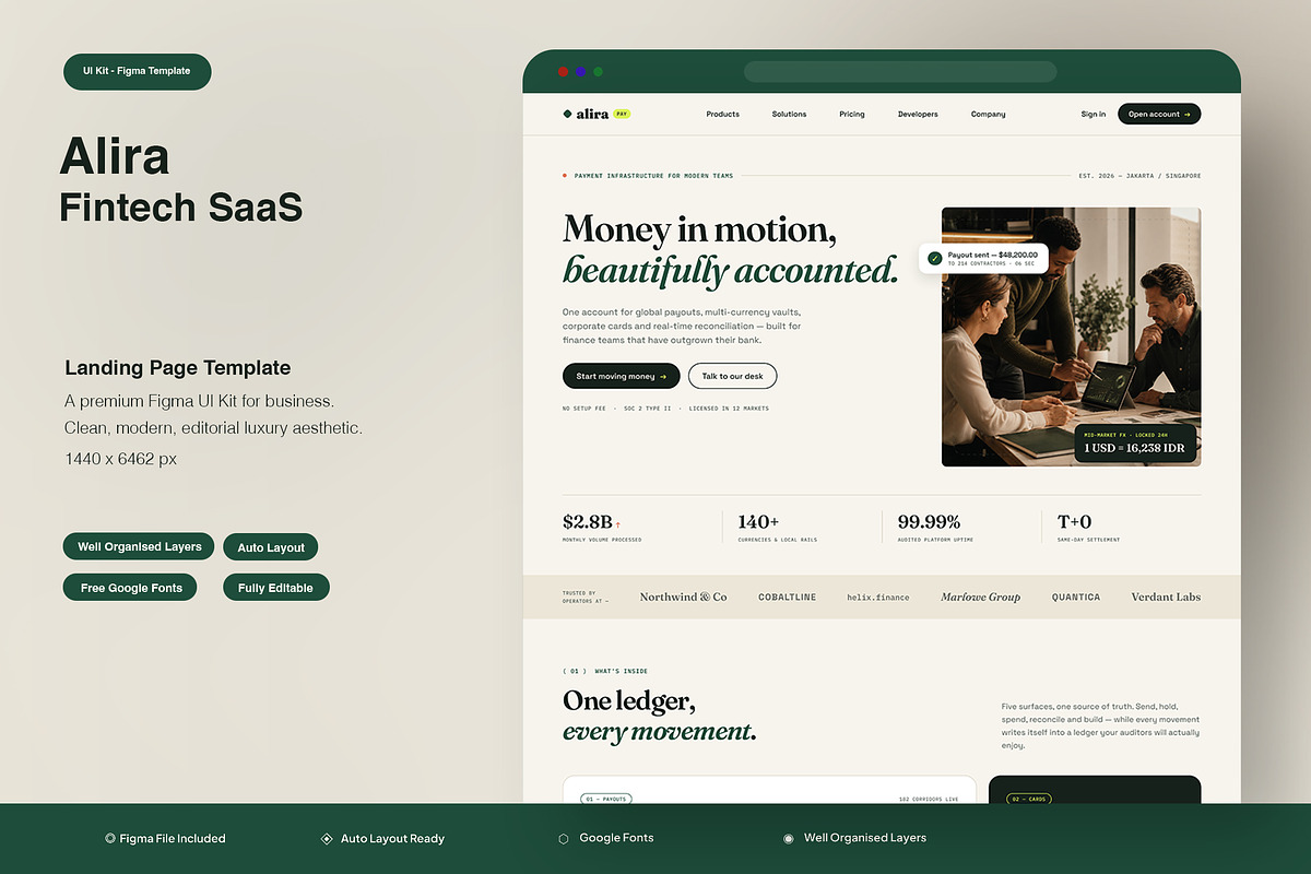 Fintech SaaS Landing Page Template, an UI Kit Template by Pitchlook.Studio (Photo 1 of 3)