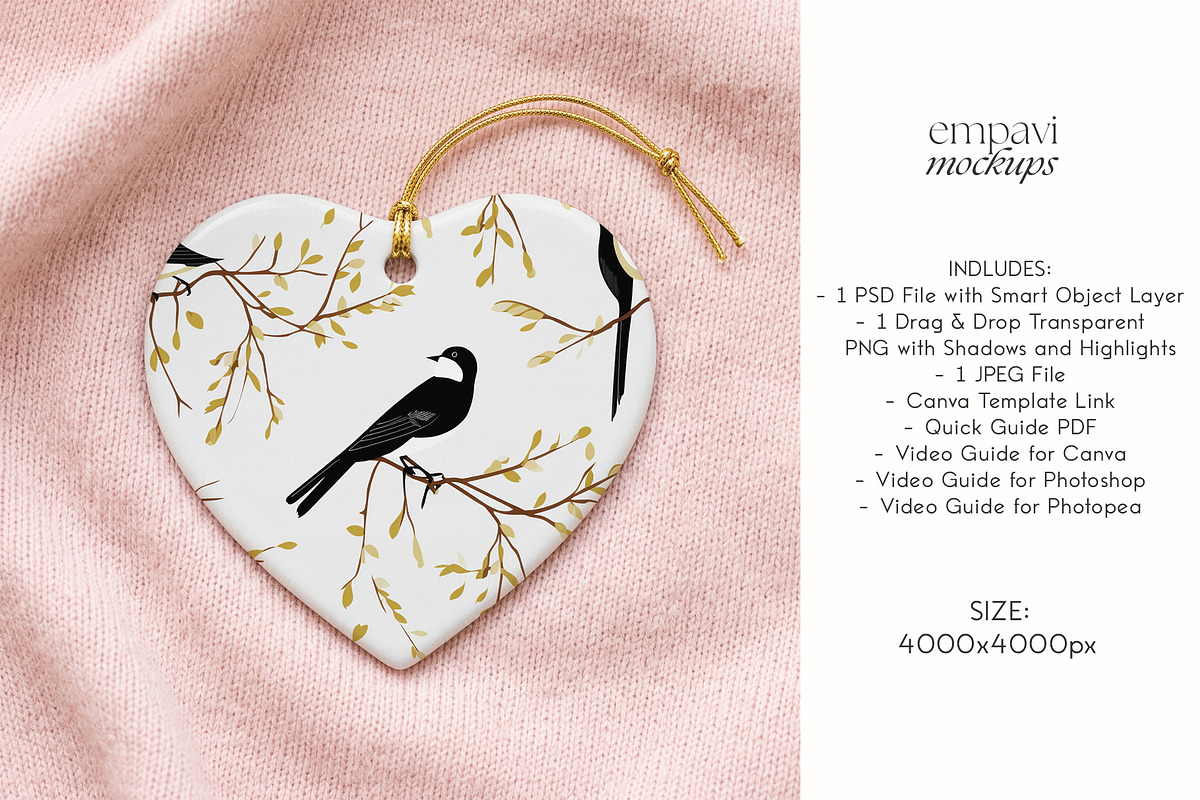 Heart Ornament Mockup, a Household Mockup by EmpaviMockups (Photo 5 of 6)