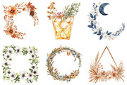 Boho Floral Frame Watercolor Clipart, an Illustration by DreamArtGraphic (Thumbnail 4 of 4)
