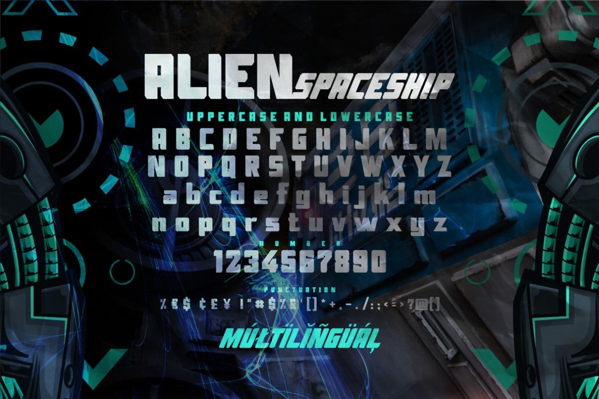 Alien Spaceship - Strong Bold Font, a Font by Gassstype (Photo 4 of 6)