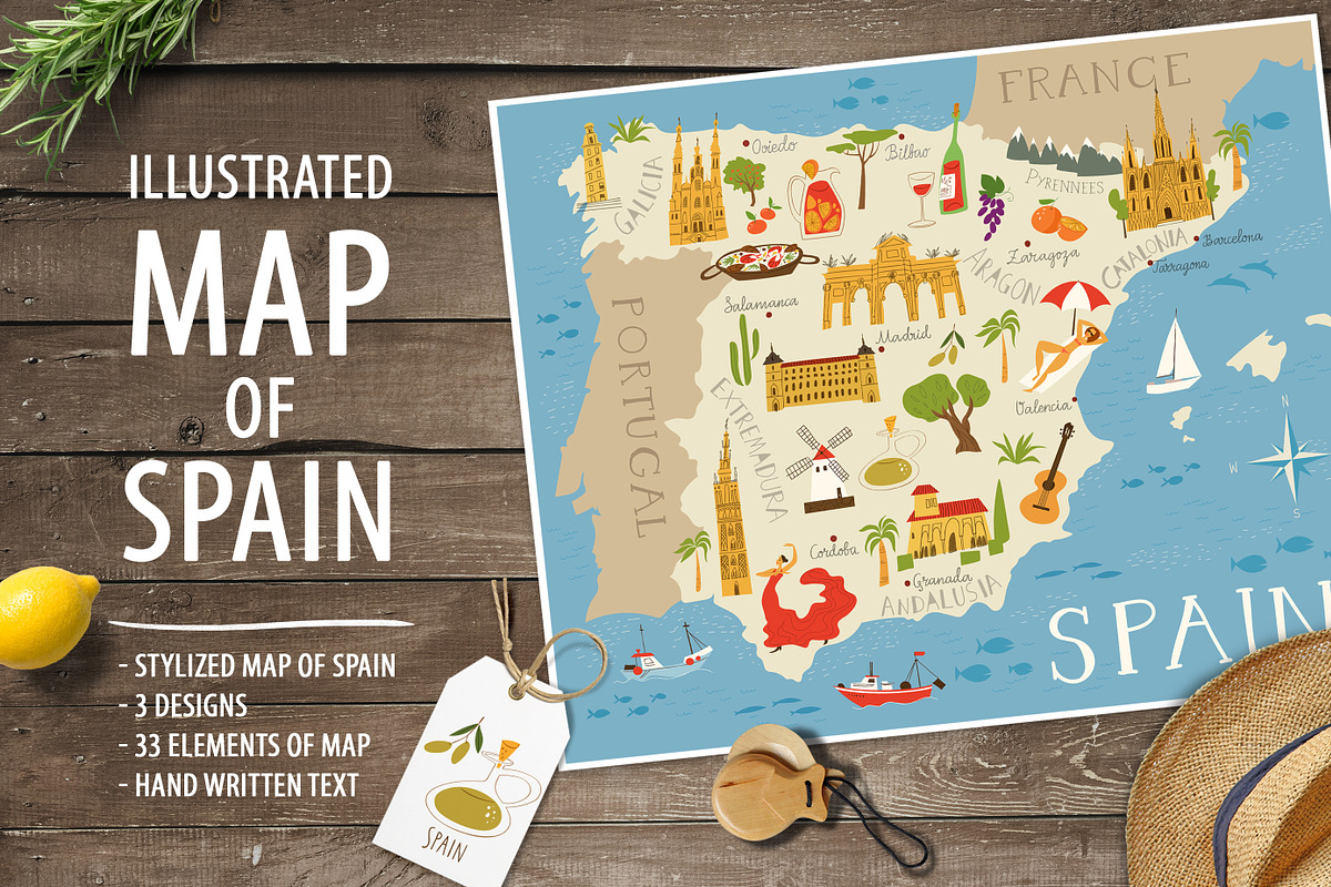 Map of Spain, a Food Illustration by Giraffarte (Photo 1 of 5)