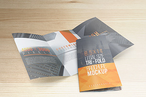 8.5x14 Legal Trifold Brochure Mockup