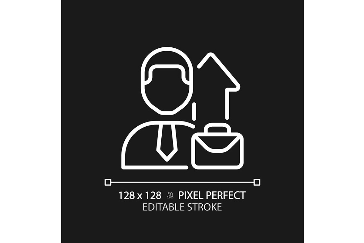 Job promotion pixel perfect white, an Outline Icon by IMG Visuals