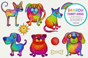 Rainbow Funky Dog Illustrations PNG