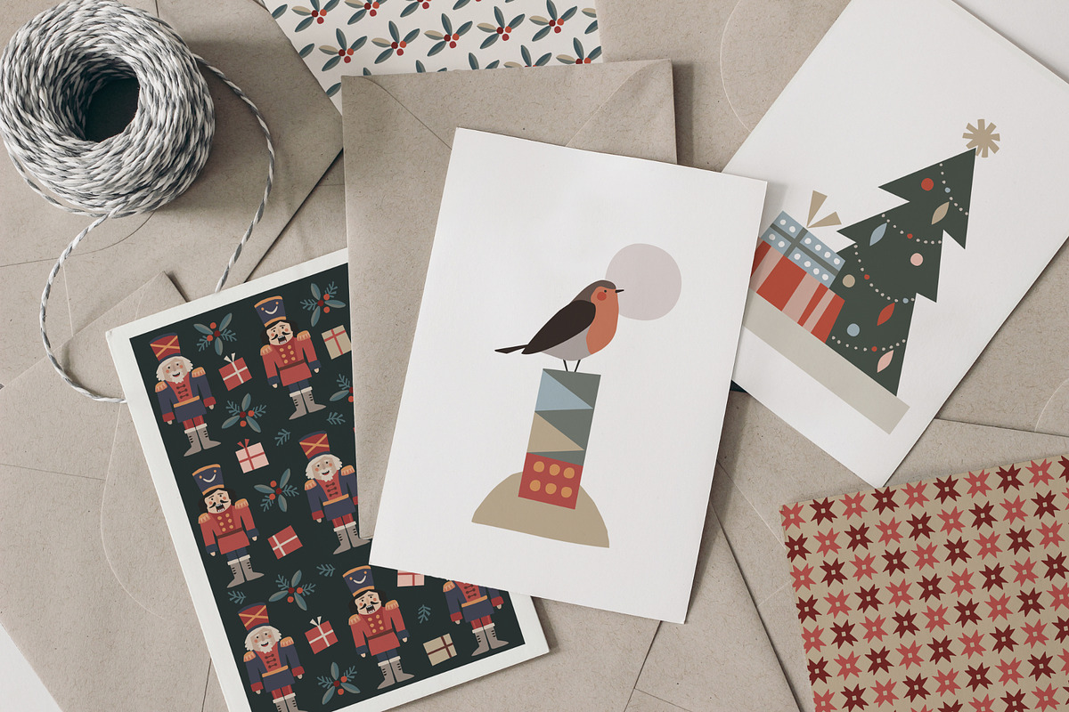 Retro Geometric Christmas set, a Decorative Illustration by Tabita's shop (Photo 2 of 13)