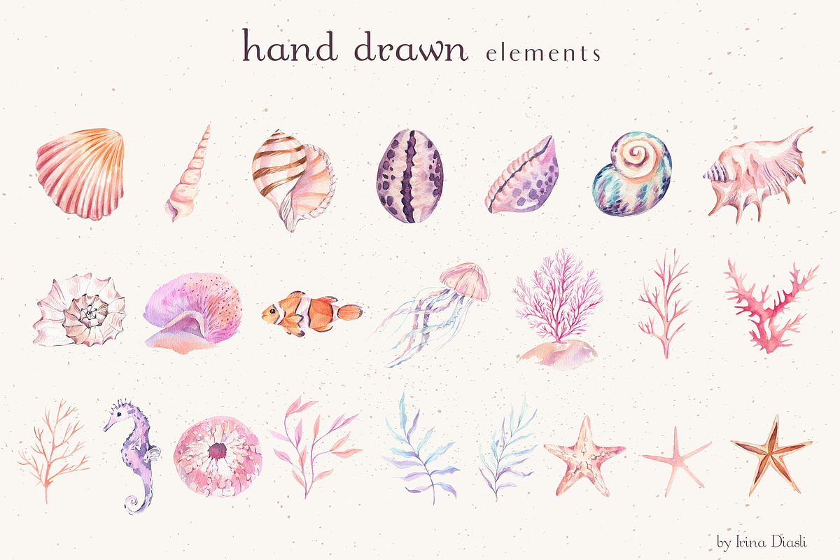 Sunny Coast Watercolor Set, a Seasonal Illustration by Irina Diasli (Photo 3 of 13)