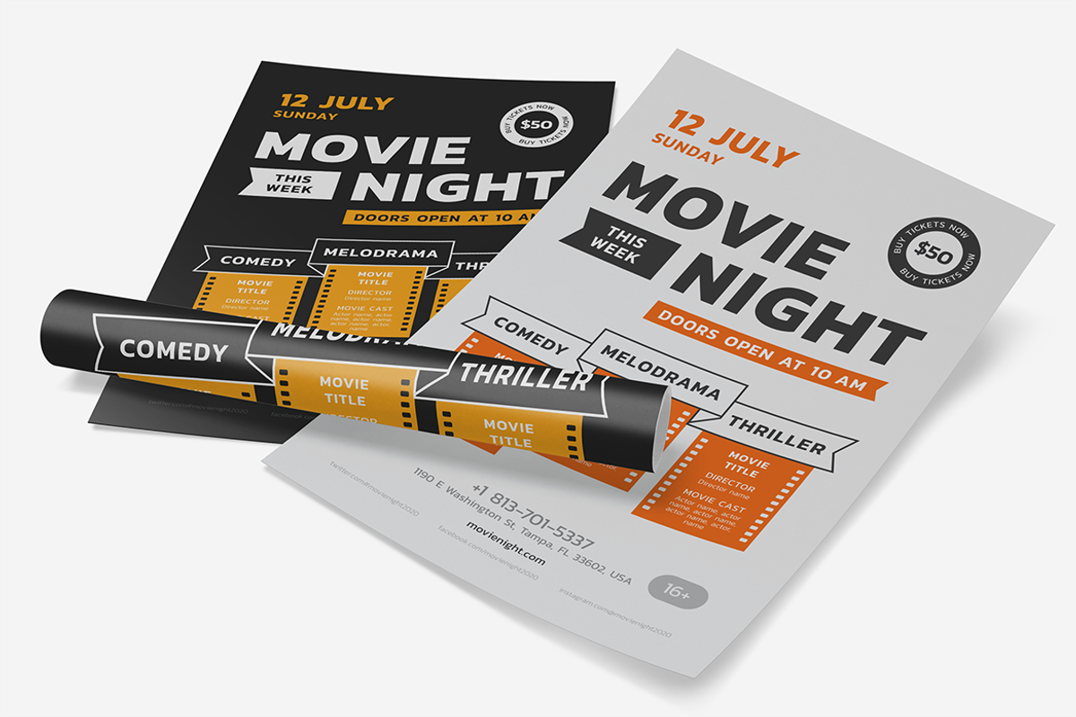 Movie Night Poster Template, a Flyer Template by Danil Polshin (Photo 4 of 10)