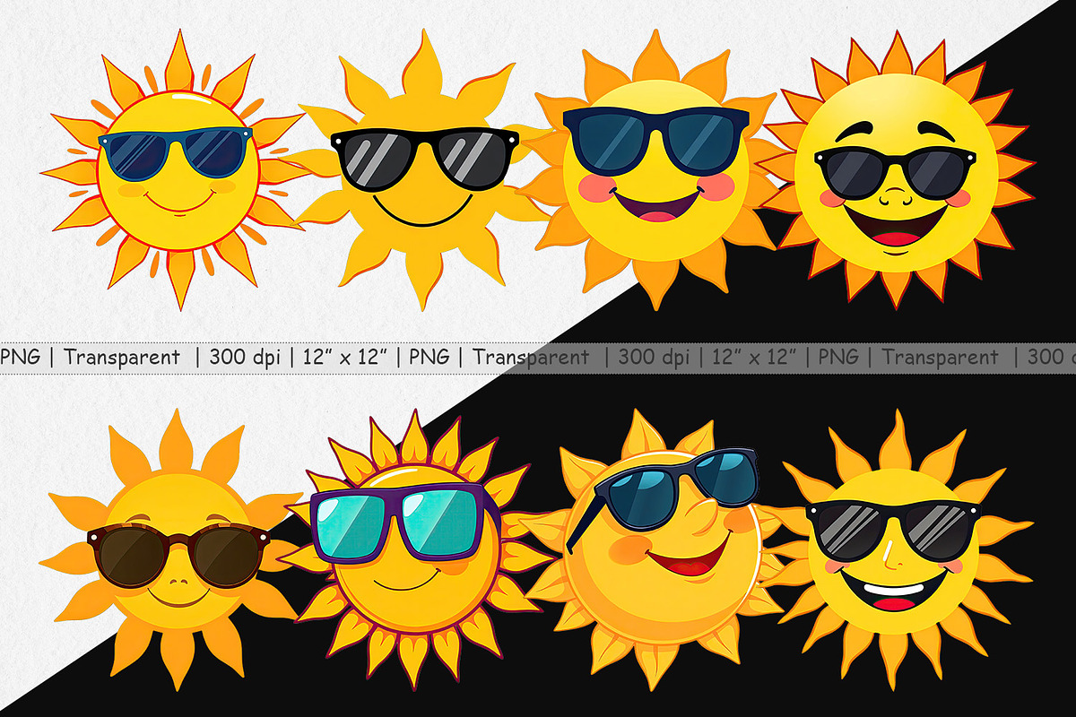 Sun with Sunglasses Clipart, a Graphic by Artnoy (Photo 2 of 5)