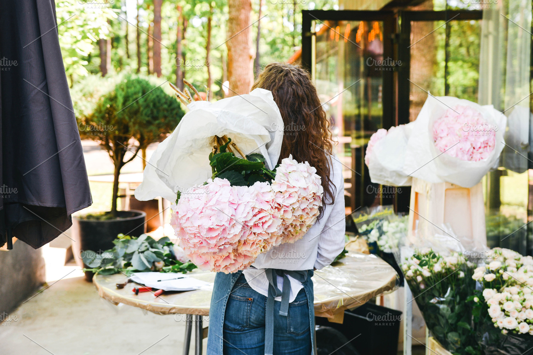 Florist at work stock photo containing florist and bouquet, a Business Photo by uaname