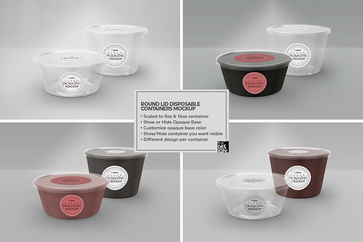 Round Lid Deli Containers Mockup, a Cups & Container Mockup by INCDesign (Photo 3 of 8)