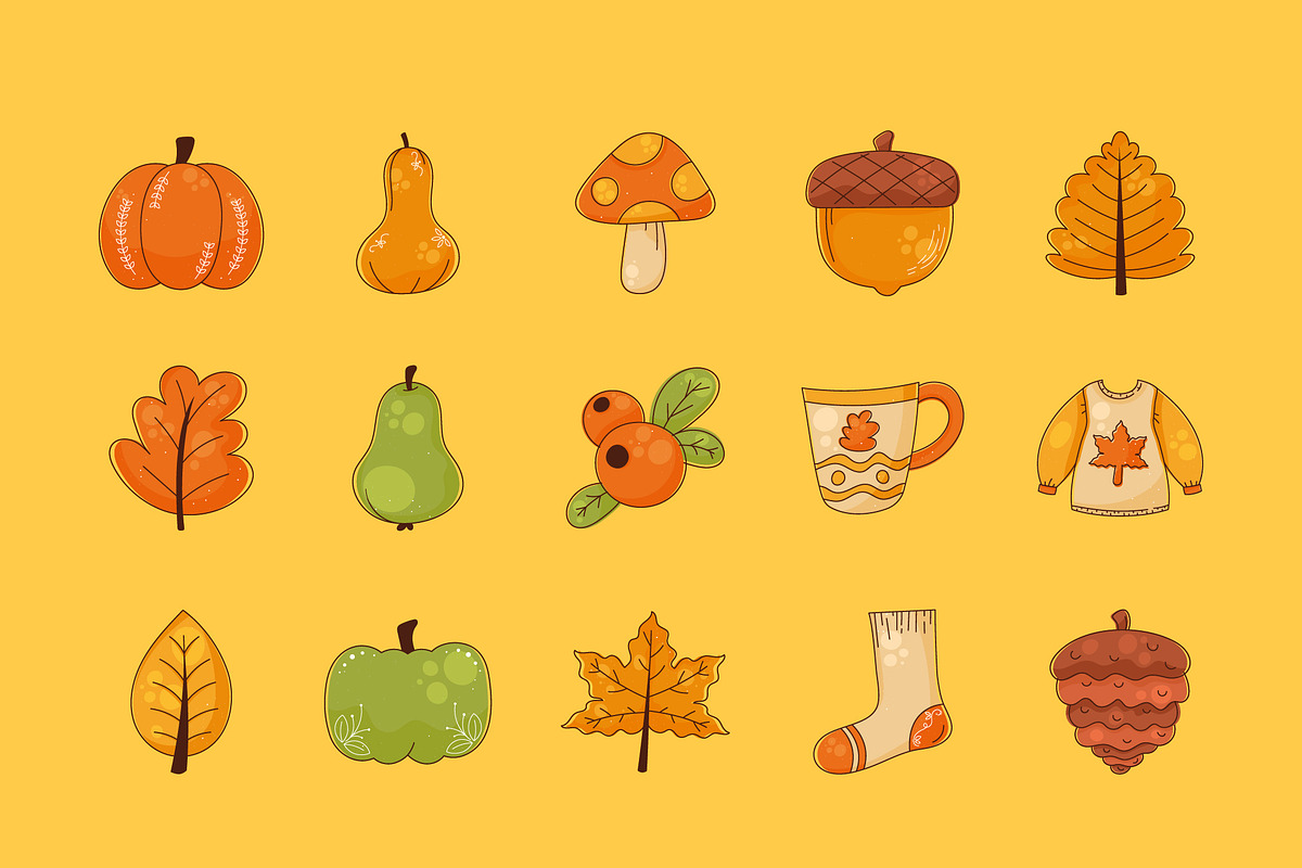 Autumn Cozy Doodle Illustration Set