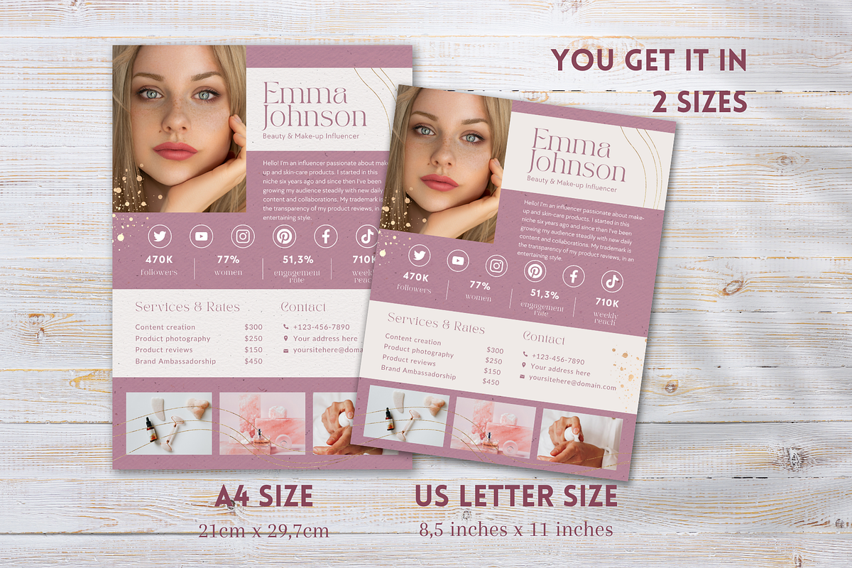 Beauty Influencer Media Kit Pink, a Resume Template by Golden Horizons Studio (Photo 5 of 11)