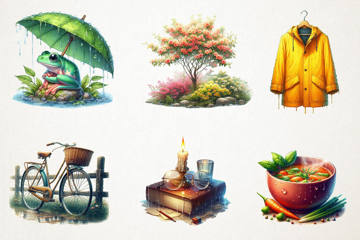 Rainy day Sublimation Clipart, an Illustration by RobertsArt (Photo 4 of 7)
