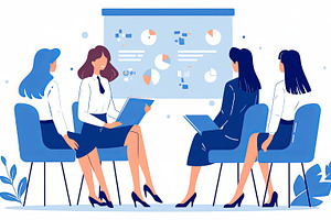 Professional team having a meeting and discussing projects with visual aids, a Photo by AS photostudio