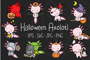 Cute Halloween Axolotl Set of Animal