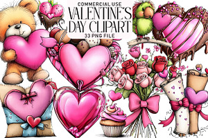 Watercolor Valentine's Day Clipart P, an Illustration by Daily.Designs