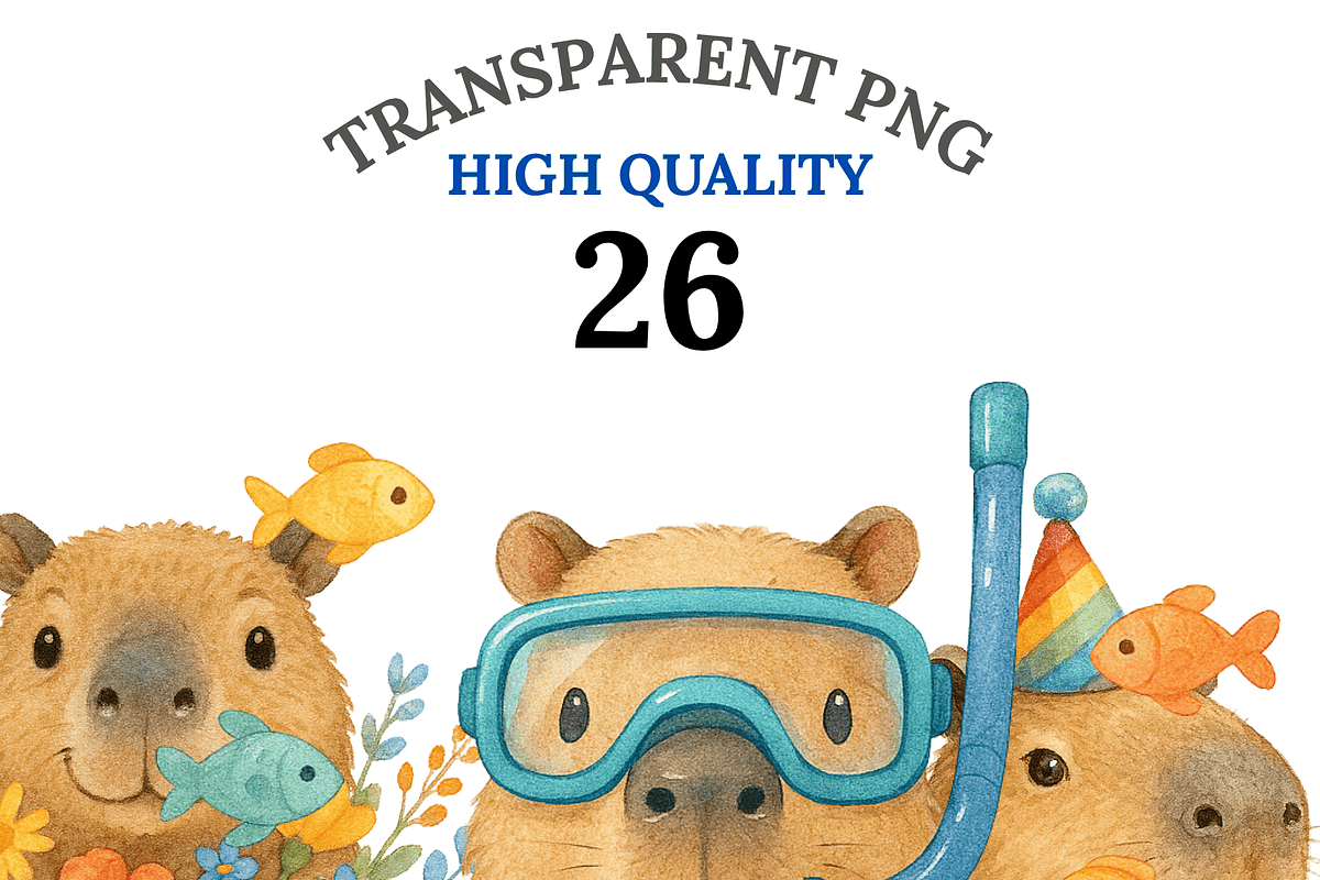 26 Capybara Clipart PNG, an Animal Illustration by Pati Charm Studio (Photo 1 of 8)
