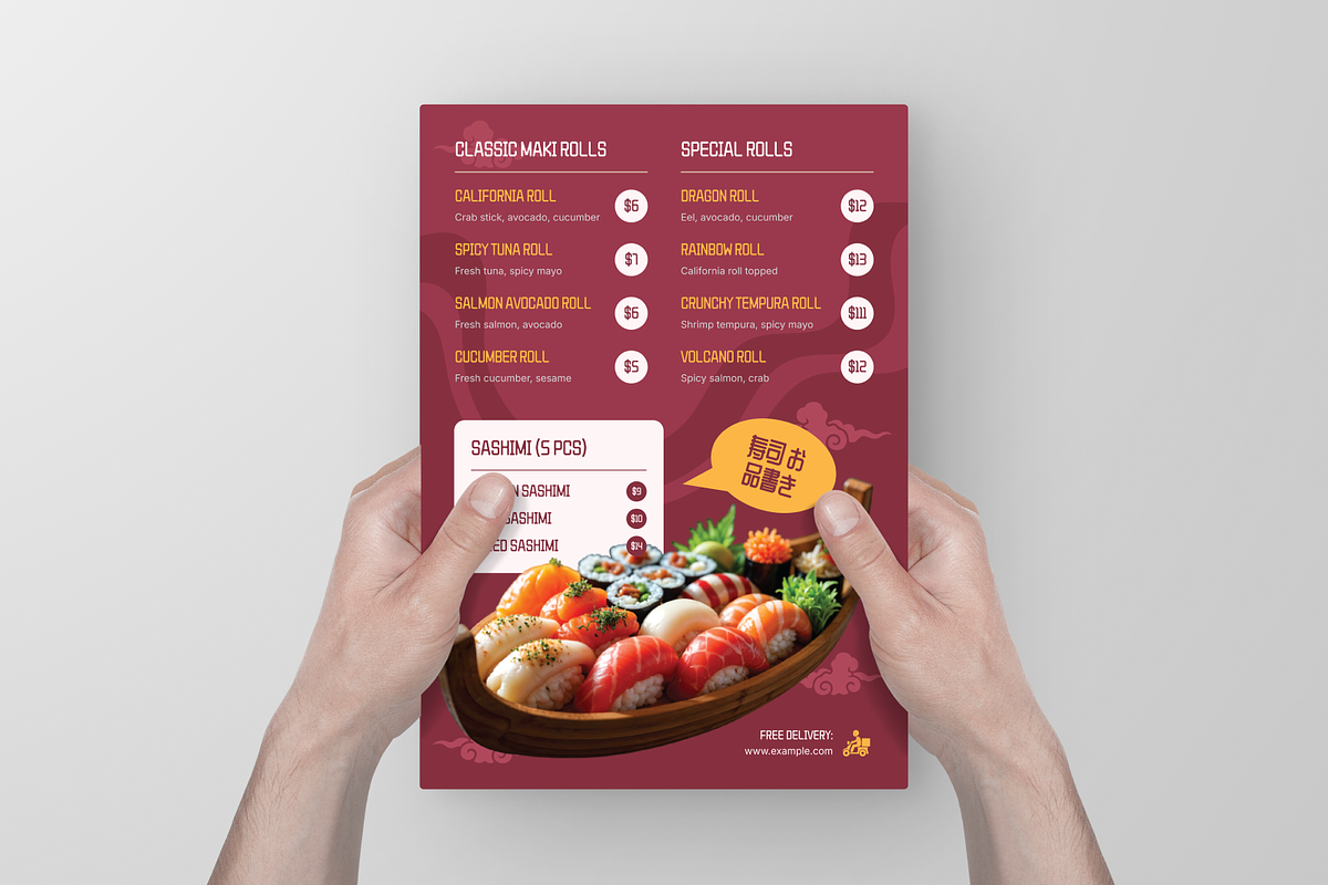 Japanese Sushi Menu, a Flyer Template by Annora Studio (Photo 3 of 6)