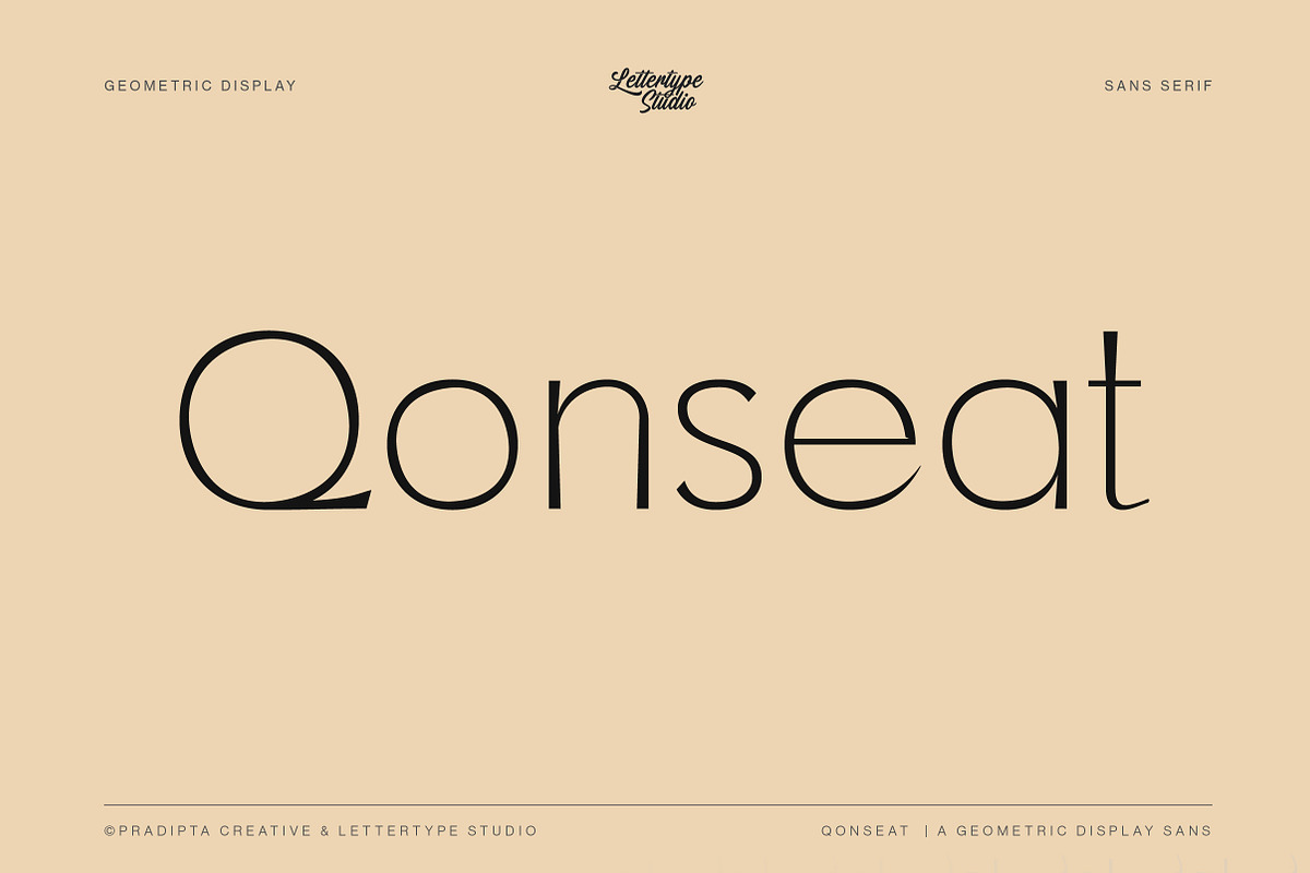Qonseat a Geometric Display Sans, a Sans Serif Font by Lettertype Studio (Photo 1 of 9)