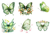 Watercolor Green Butterfly Floral, an Illustration by Watercolor design (Thumbnail 4 of 5)