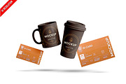 Floating Branding Identity Scene PSD, an Advertising Mockup by Bruno's Shop (Thumbnail 1 of 3)